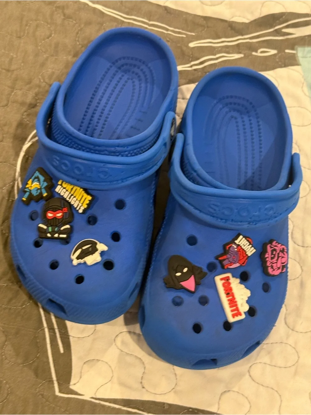 CROCS Kids Royal Blue Clog Sandals with Game Character Jibbitz